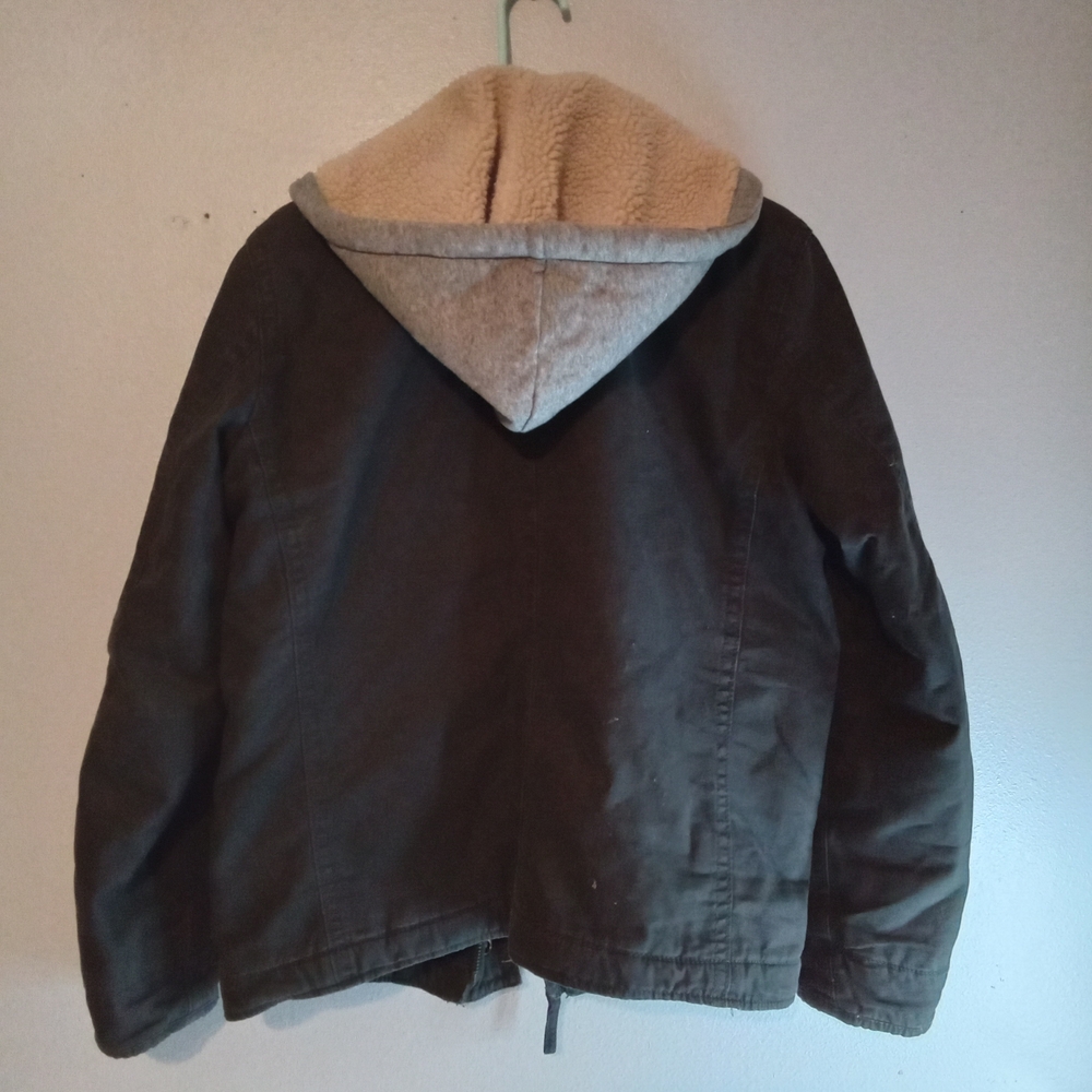American Eagle, Black Lined Jacket. Sherpa Hood. Many Pockets. - Picture 3 of 3